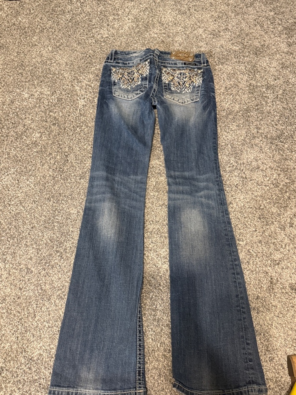 Embellished Back Pocket Girls Miss me Bootcut Jeans - Blue size 14